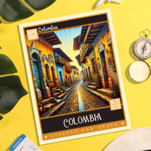 Colombia Vintage Painting Postcard