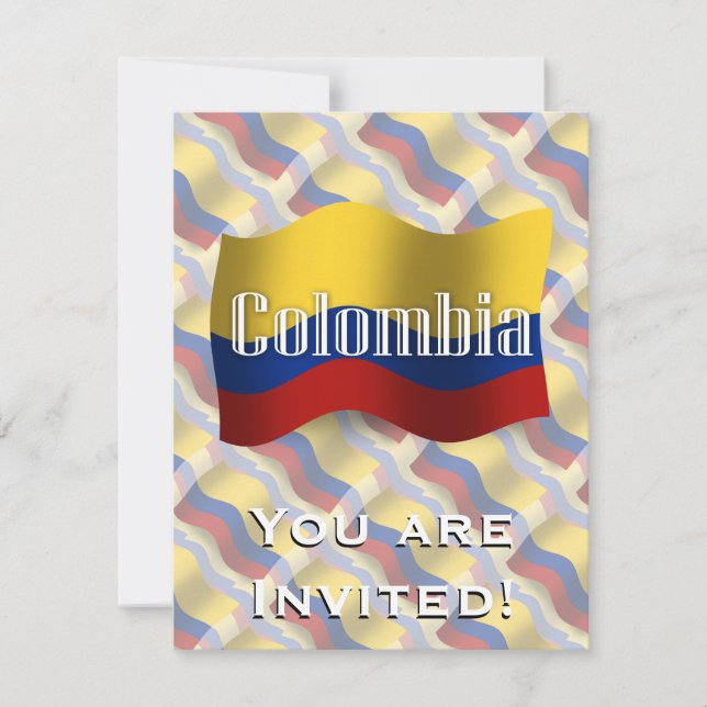 Colombia Waving Flag Invitation (Front)