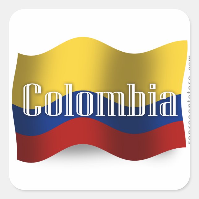 Colombia Waving Flag Square Sticker (Front)