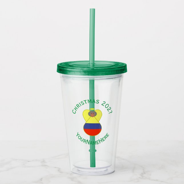 Colombian Abuelita Angel for Christmas  Acrylic Tumbler (Front)