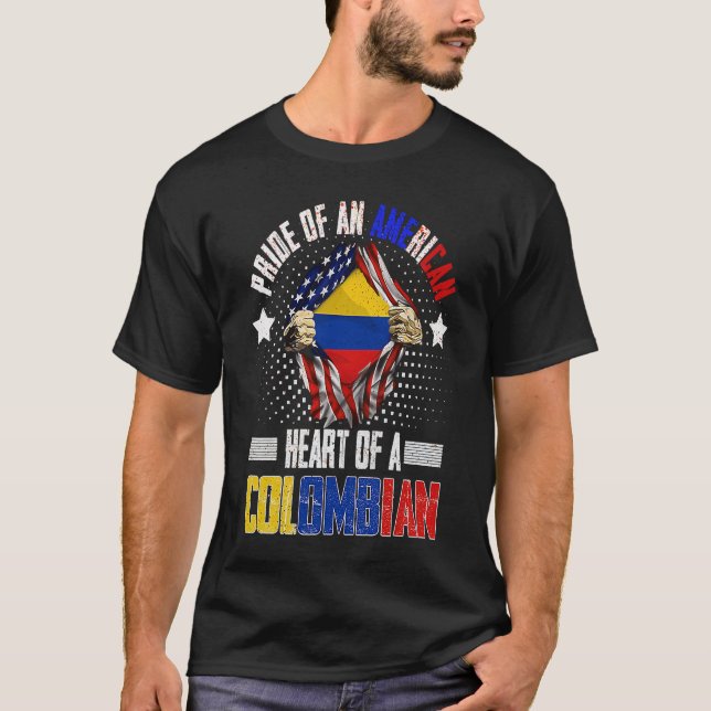 Colombian American America Pride Foreign Colombia  T-Shirt (Front)