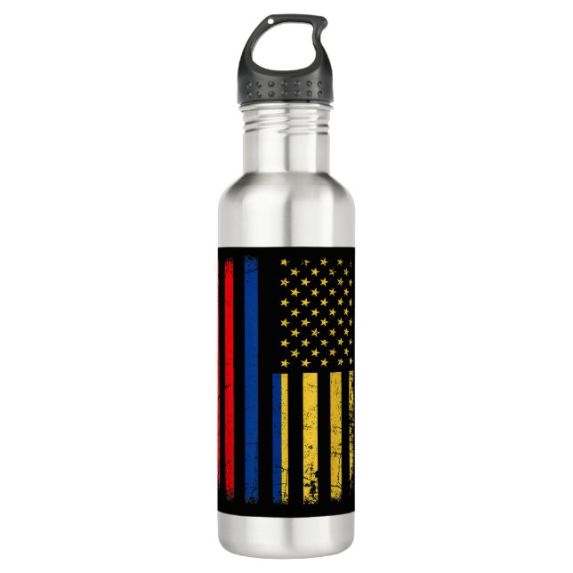 Colombian American Flag Colombian Roots Colombia A 710 Ml Water Bottle (Front)