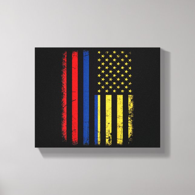 Colombian American Flag Colombian Roots Colombia A Canvas Print (Front)
