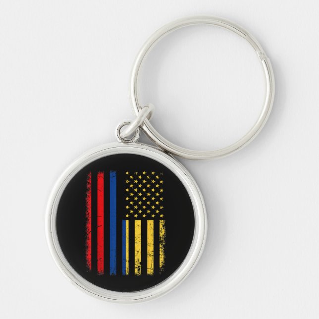Colombian American Flag Colombian Roots Colombia A Key Ring (Front)