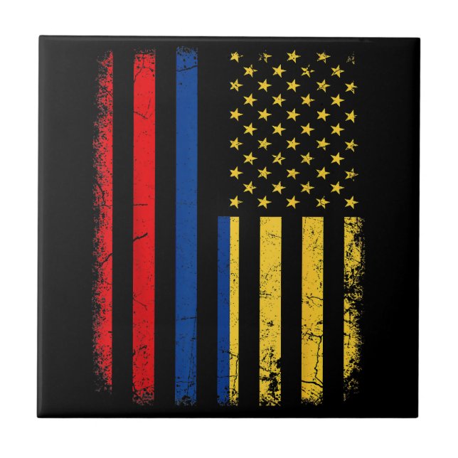 Colombian American Flag Colombian Roots Colombia A Tile (Front)