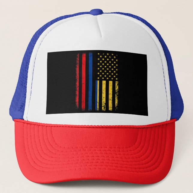 Colombian American Flag Colombian Roots Colombia A Trucker Hat (Front)