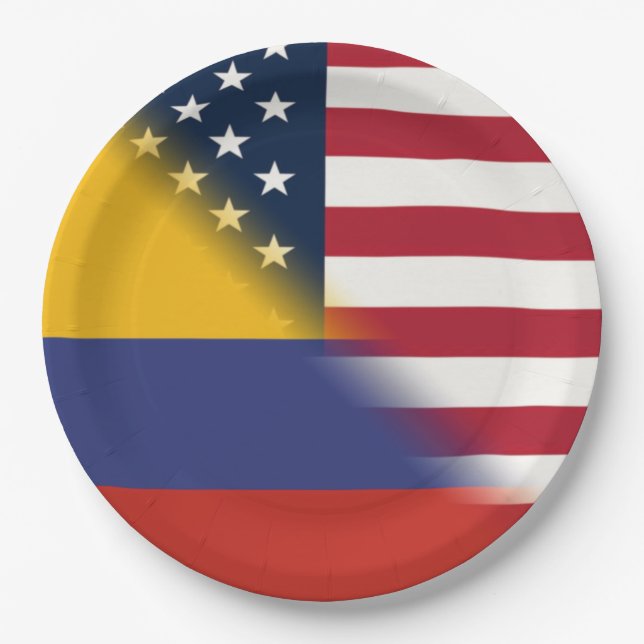 Colombian American Flag | Half Colombia USA  Paper Plate (Front)
