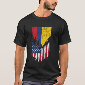 Colombian American Flags Ripped Torn Colombia T-Shirt