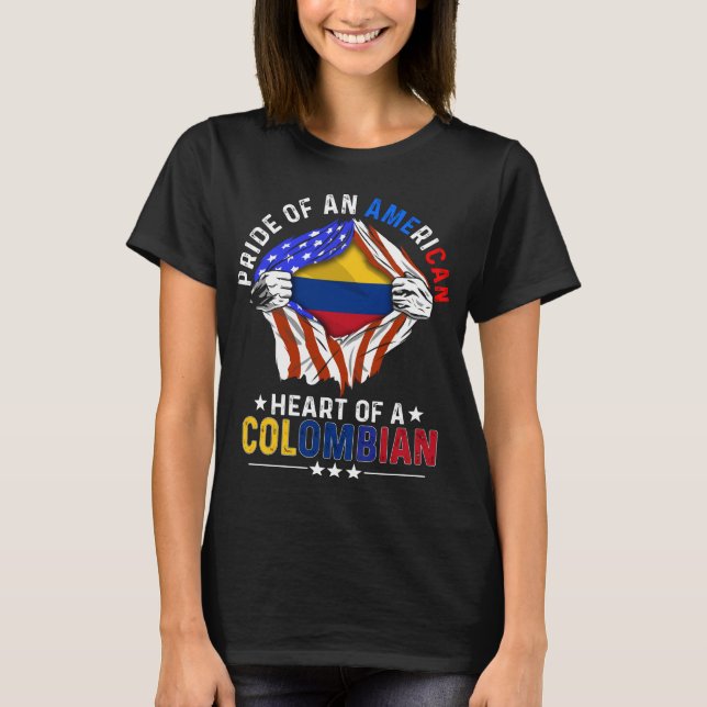 Colombian American Foreign Colombia Flag T-Shirt (Front)