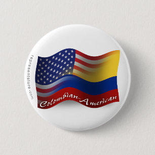 Colombian-American Waving Flag 6 Cm Round Badge