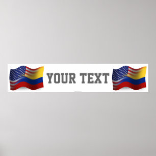 Colombian-American Waving Flag Banner Poster