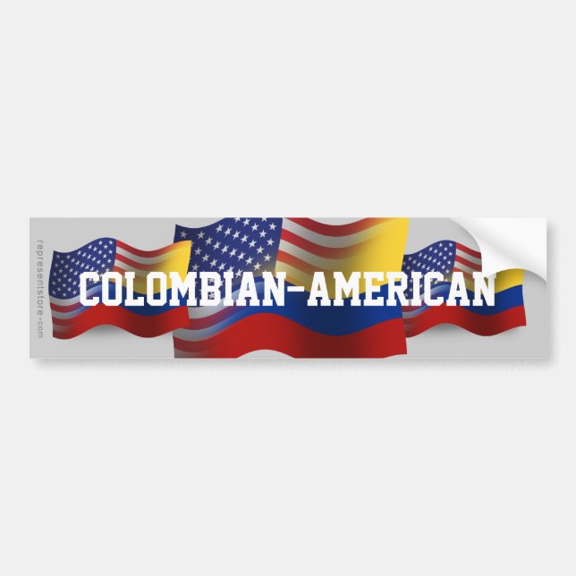 Colombian-American Waving Flag Bumper Sticker (Front)