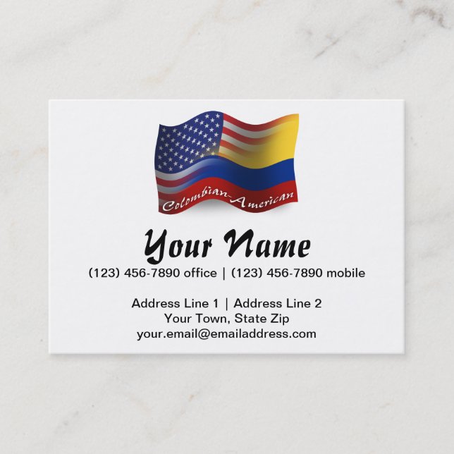 Colombian-American Waving Flag Business Card (Front)