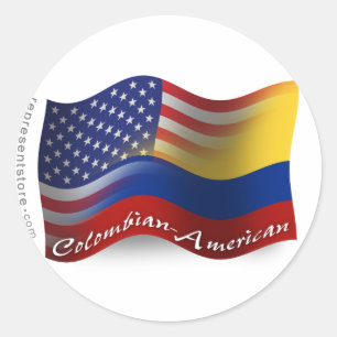 Colombian-American Waving Flag Classic Round Sticker