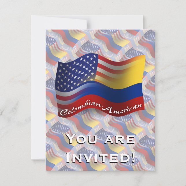 Colombian-American Waving Flag Invitation (Front)