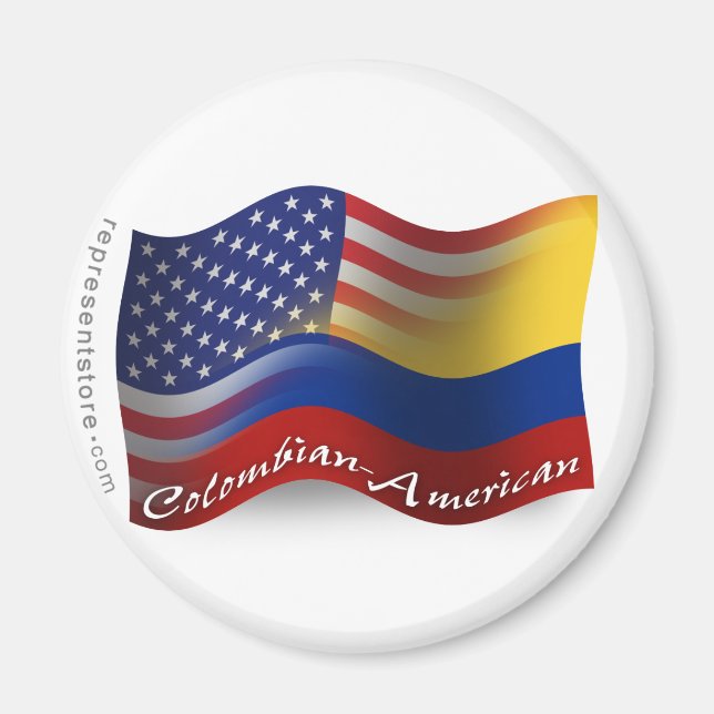 Colombian-American Waving Flag Magnet (Front)