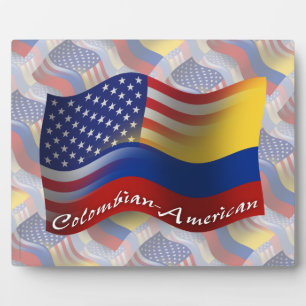 Colombian-American Waving Flag Plaque