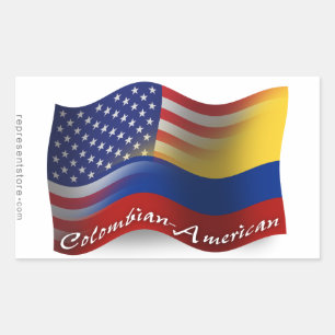 Colombian-American Waving Flag Rectangular Sticker