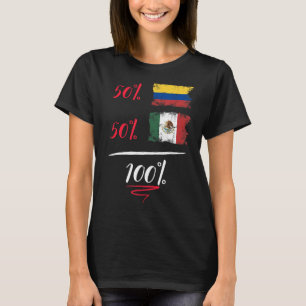 Colombian And Mexican Heritage Flag Pride DNA Half T-Shirt