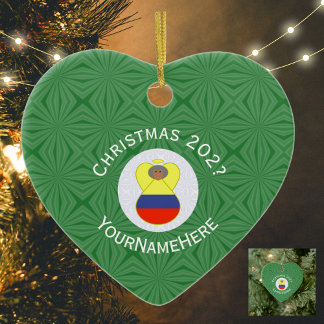 Colombian Christmas Angel Abuela Name Year Heart Ceramic Tree Decoration