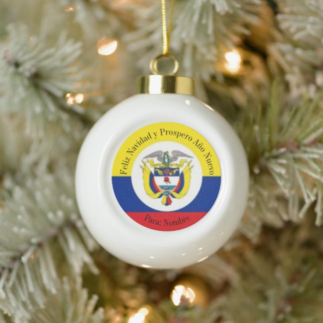 Colombian Coat of Arms Ceramic Ball Christmas Ornament (Tree)