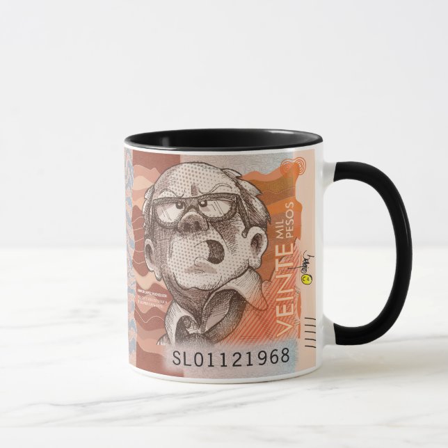 Colombian Currency Cartoon Coffee Mug 20,000 Pesos (Right)