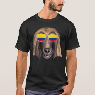 Colombian Flag Afghan Hound Dog Colombia Pocket T-Shirt