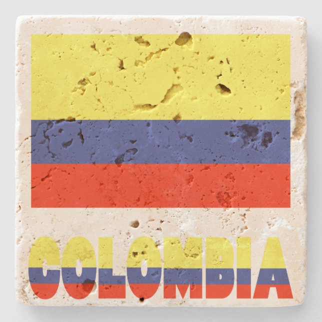 Colombian Flag and Colombian Stone Coaster (Front)