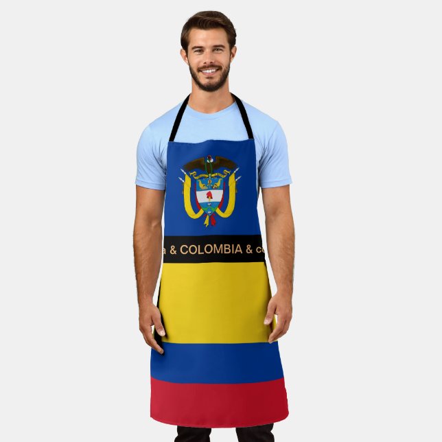 Colombian Flag Apron, Colombia Chefs kitchen Apron (Worn)