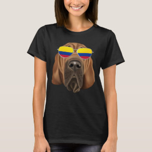 Colombian Flag Bloodhound Dog Colombia Pocket T-Shirt