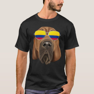 Colombian Flag Bloodhound Dog Colombia Pocket T-Shirt
