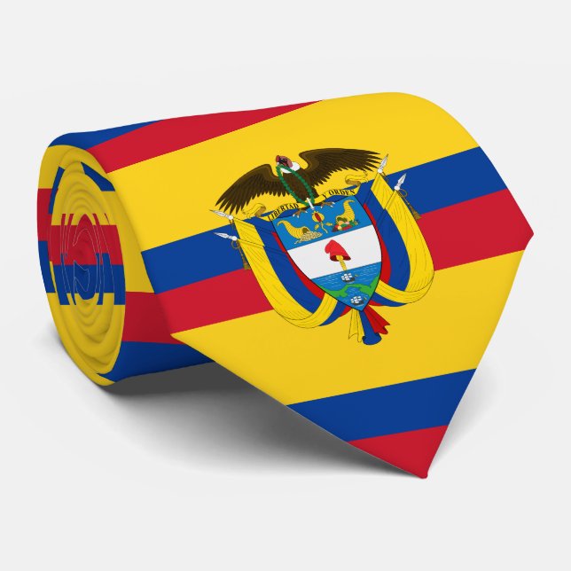 Colombian Flag & Coat of Arms, Flag of Colombia Tie (Rolled)