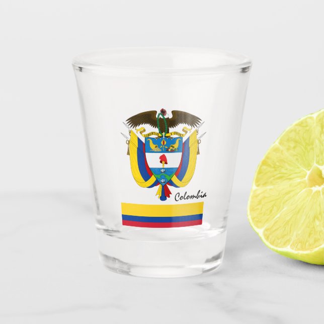 Colombian Flag & Colombia country patriot / sports Shot Glass (Front)