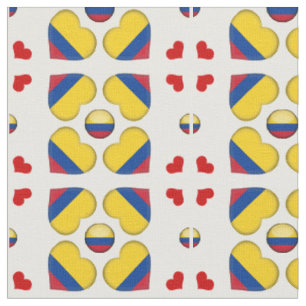 Colombian Flag & Colombia Heart fashion Fabric