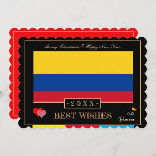 Colombian Flag & Happy New Year/Best Wishes Art Holiday Card