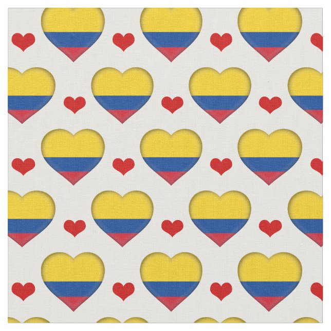 Colombian Flag Red Heart fashion Fabric/Colombia Fabric (Close Up)