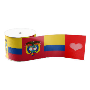Colombian Flag Ribbon, Emblem, Heart, Colombia Grosgrain Ribbon