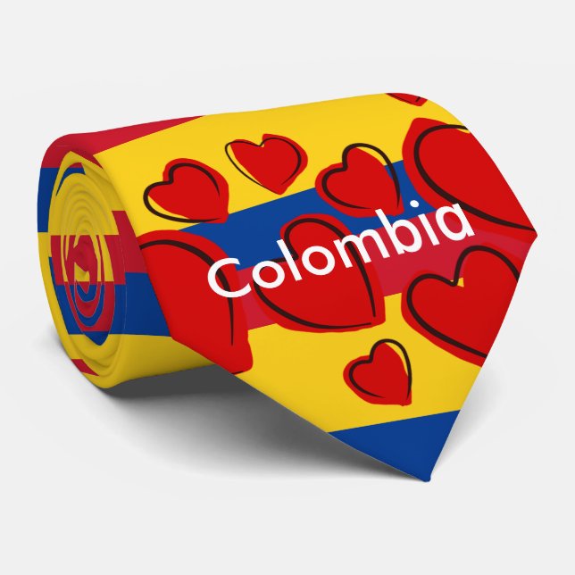 Colombian flag with red hearts tie (Rolled)
