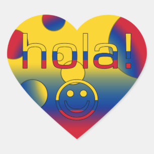 Colombian Gifts : Hello / Hola Face Heart Sticker