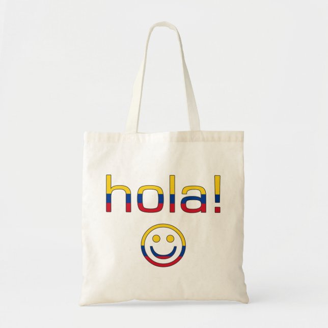 Colombian Gifts : Hello / Hola Face Tote Bag (Front)