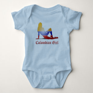 Colombian Girl Silhouette Flag Baby Bodysuit