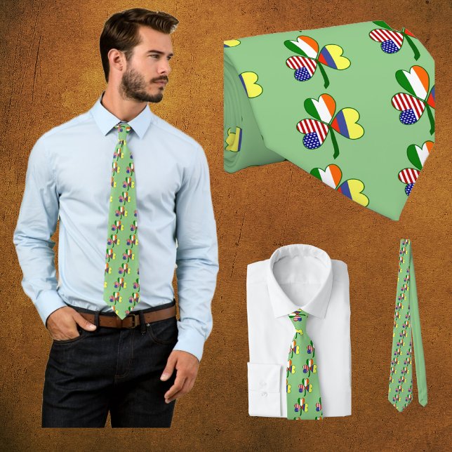 Colombian Irish American Flag Shamrock Tie (Creator Uploaded)