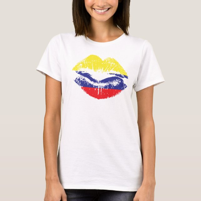 Colombian Lips T-shirt Design for women. (Front)