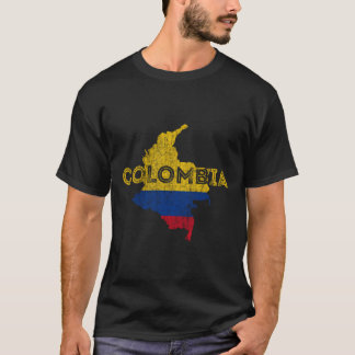 Colombian Map And Flag Souvenir - Distressed Colom T-Shirt