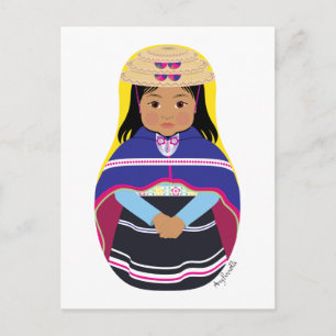 Colombian, Misak or Guambiana Matryoshka Postcard