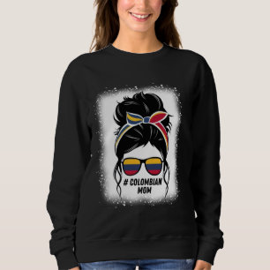 Colombian Mum Messy Bun Colombia Pride Patriotic F Sweatshirt