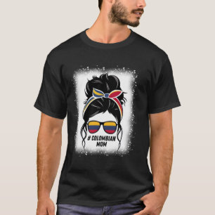 Colombian Mum Messy Bun Colombia Pride Patriotic F T-Shirt