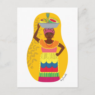 Colombian Palenquera Cartagena Matryoshka Postcard