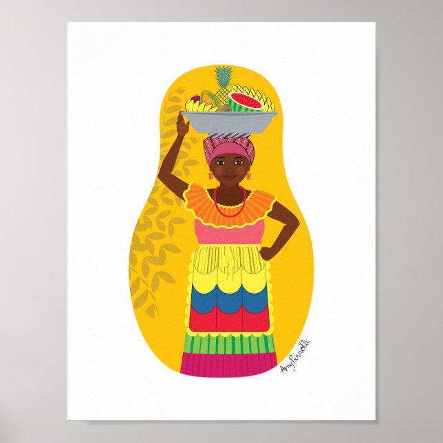 Colombian, Palenquera Cartagena Matryoshka Poster (Front)