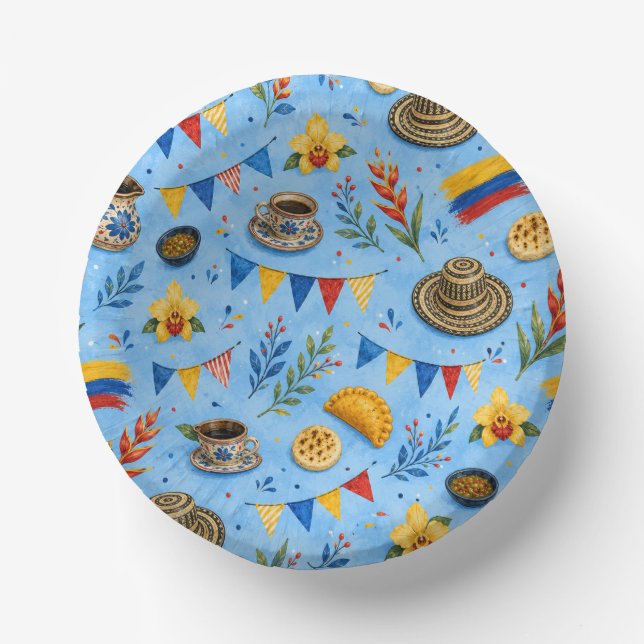 Colombian Party Pattern Paper Plate (Front)